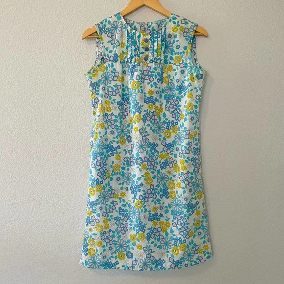 Vintage | Dresses | Vintage 6s Penneys Blue Yellow Pink Spring Flower Power  Mod Mini Dress Sz Sm | Poshmark